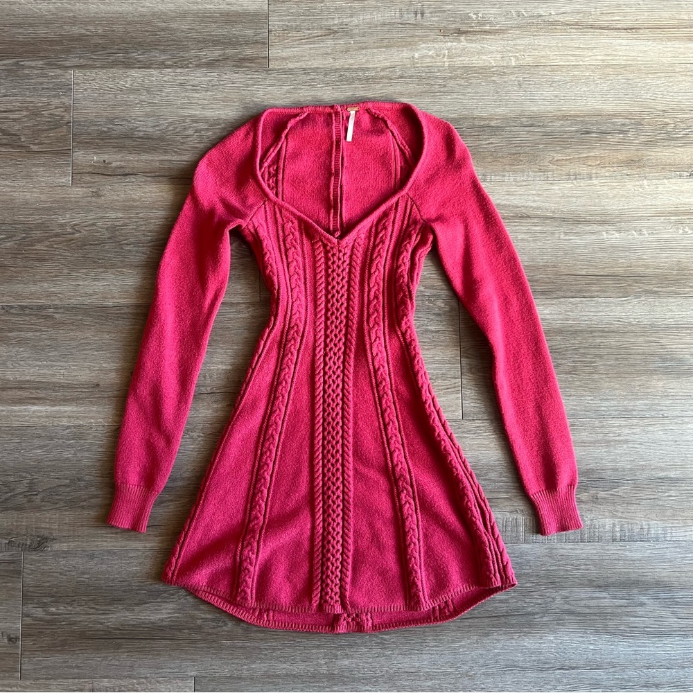 Free People Pink Knit Pink Mini Dress